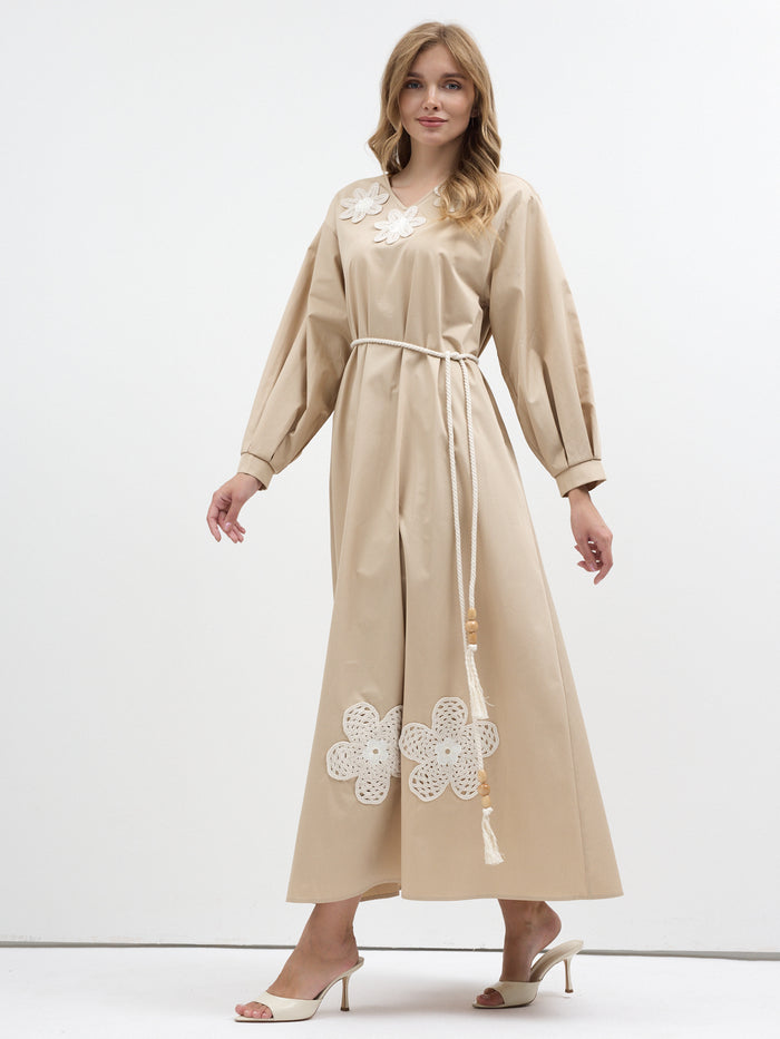 100% Cotton Poplin Dress with Embroidery Detailed - Store WF