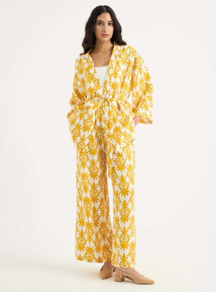 100% Washed Linen Kimono & Trouser Set - Store WF