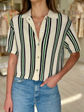 Ongd871 Stripe Collared Cardi