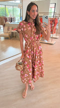 Lipa3505 Pink Poppy Maxi Shirtdress