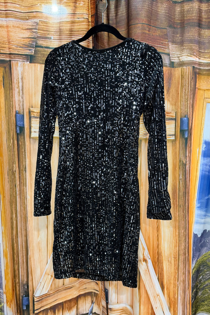 Bare Back Sequin Holiday Dress-Dress-Molly Bracken-Gallop 'n Glitz- Women's Western Wear Boutique, Located in Grants Pass, Oregon