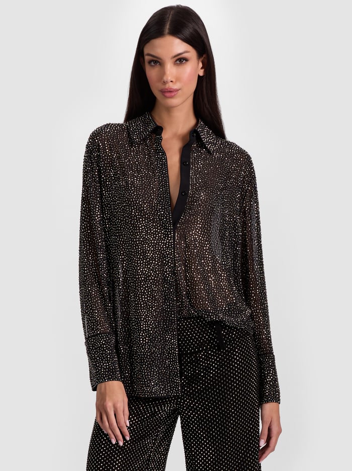 Alcc13026 Alice + Olivia Embellished Oversized Button Down