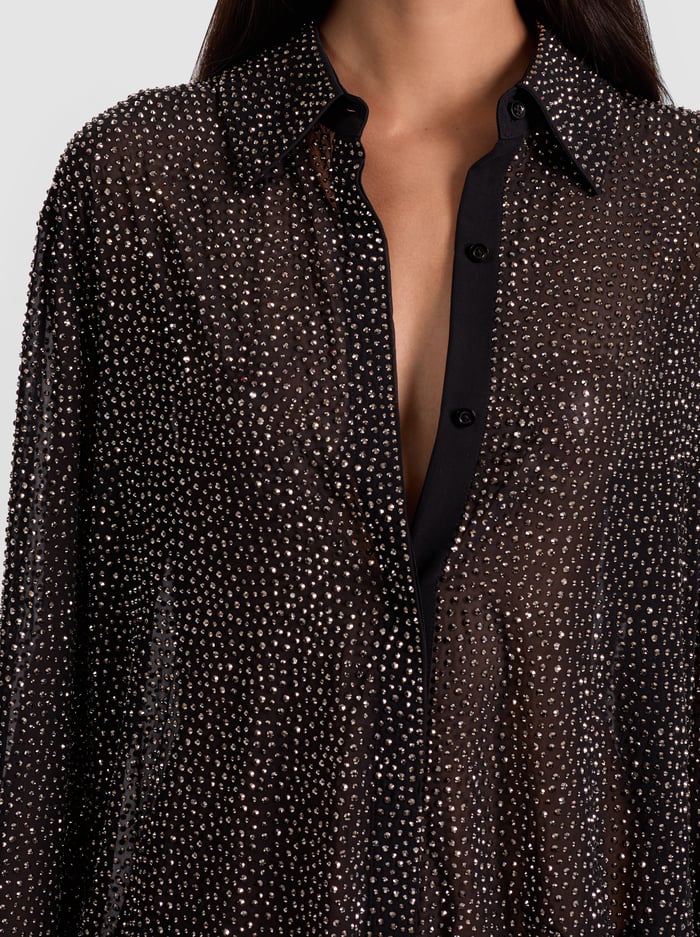 Alcc13026 Alice + Olivia Embellished Oversized Button Down