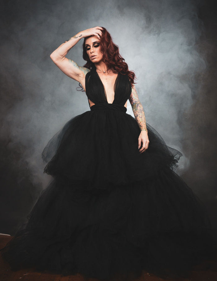 Alexa Black Tulle Gown - Dimaz