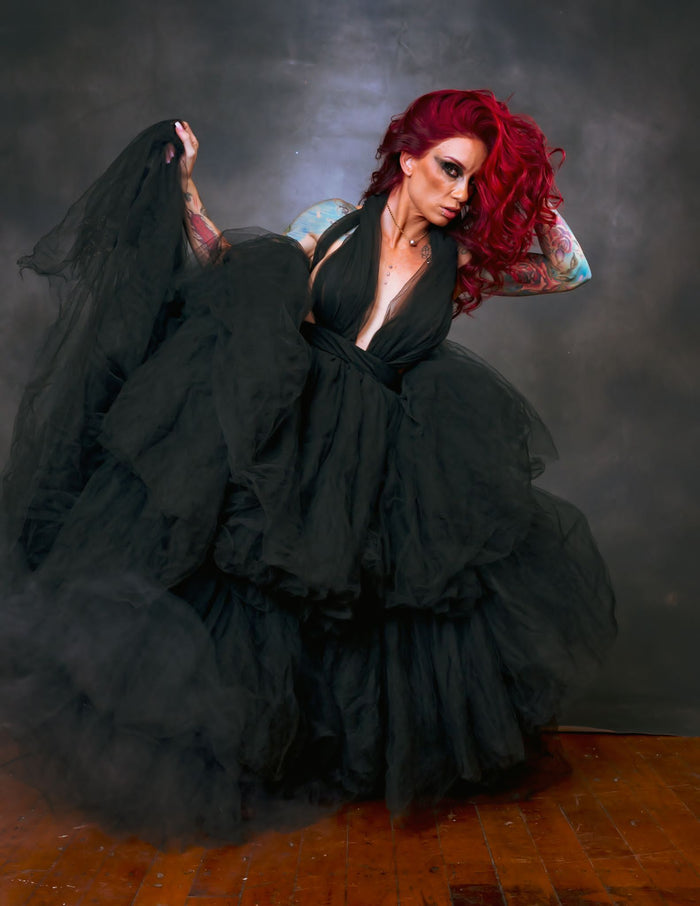 Alexa Black Tulle Gown - Dimaz