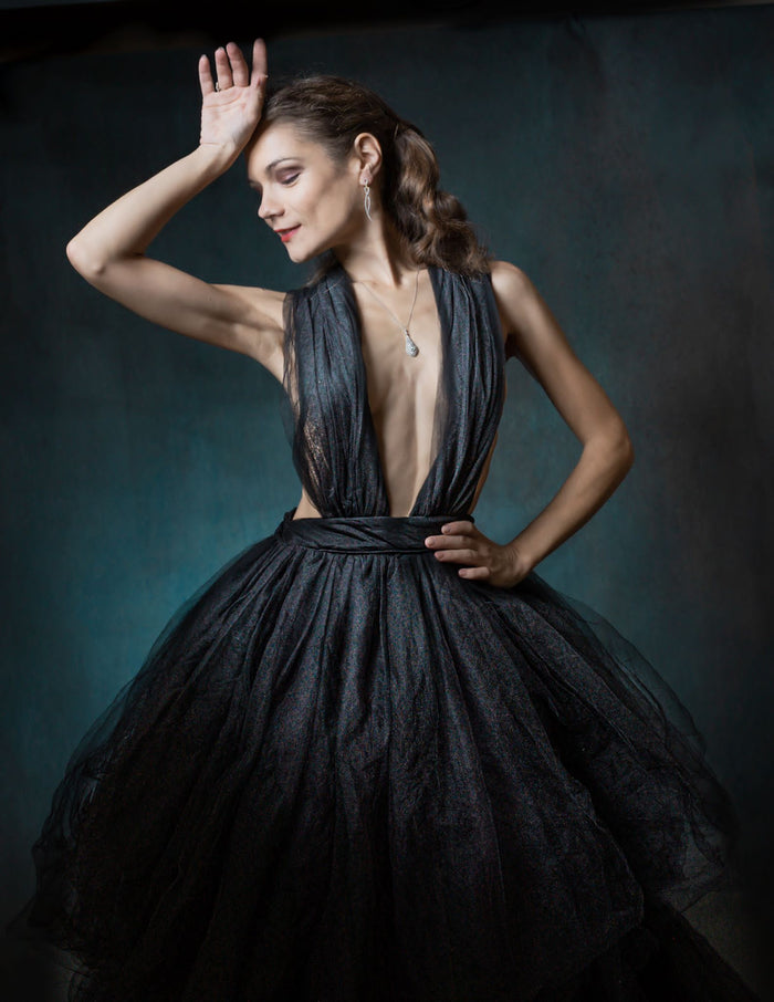 Alexa Black Tulle Gown - Dimaz