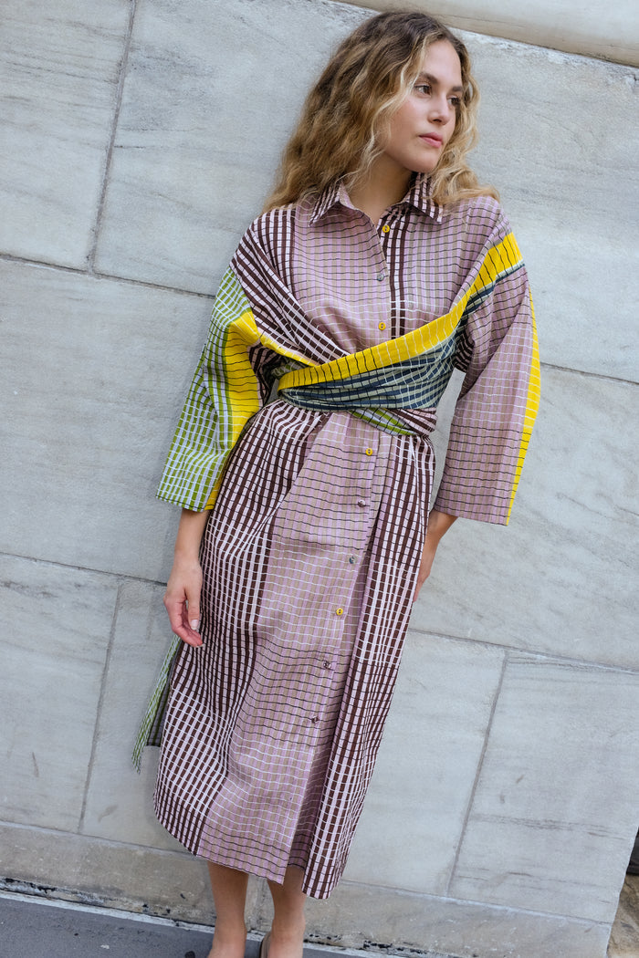 ALEXANDRA SHIRT DRESS | INK GRID