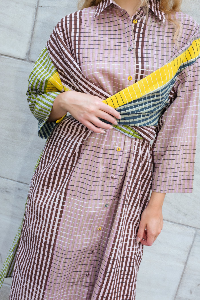 ALEXANDRA SHIRT DRESS | INK GRID
