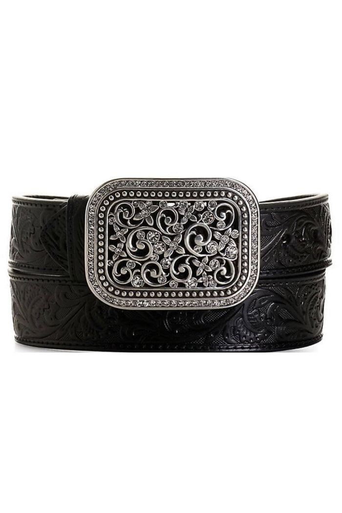 Ariat Women's Black Rhinestone Filigree Belt-Belt-M&F-Gallop 'n Glitz- Women's Western Wear Boutique, Located in Grants Pass, Oregon