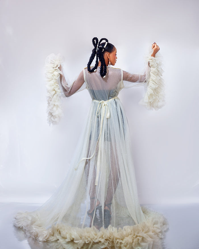 Aurora Dress Robe - Ruffled Slit Maternity and Birthday Robe - Dimaz
