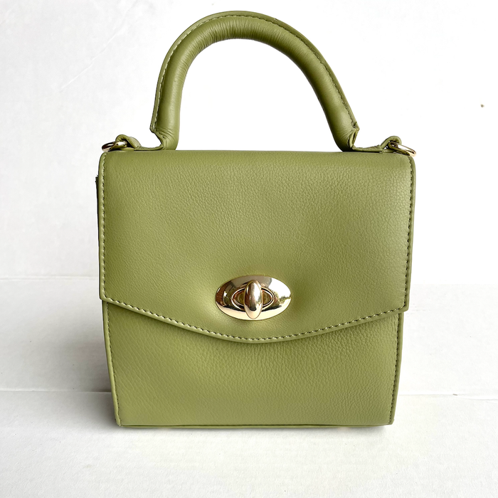 Baron - Leather Mini Handbag with Top Handle (2557)Sage