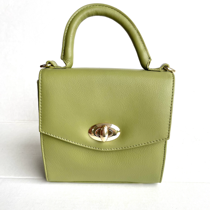Baron - Leather Mini Handbag with Top Handle (2557)Sage