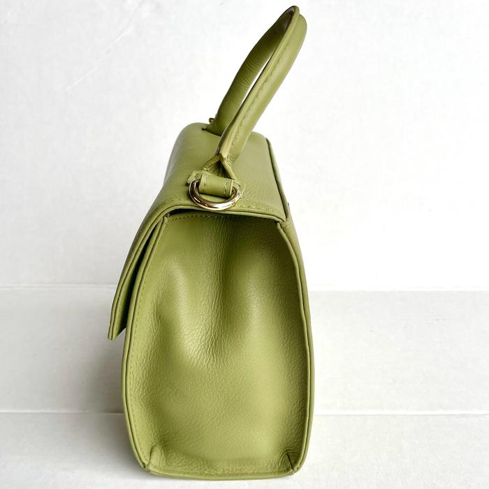 Baron - Leather Mini Handbag with Top Handle (2557)Sage