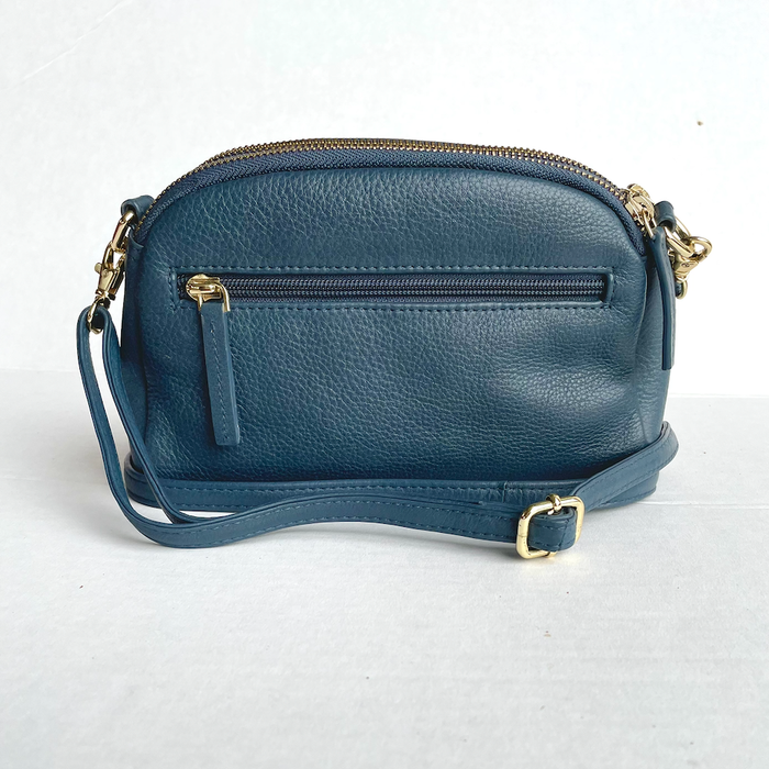 Baron - Leather Oval Top Twin Handbag (Baron2556)Navy