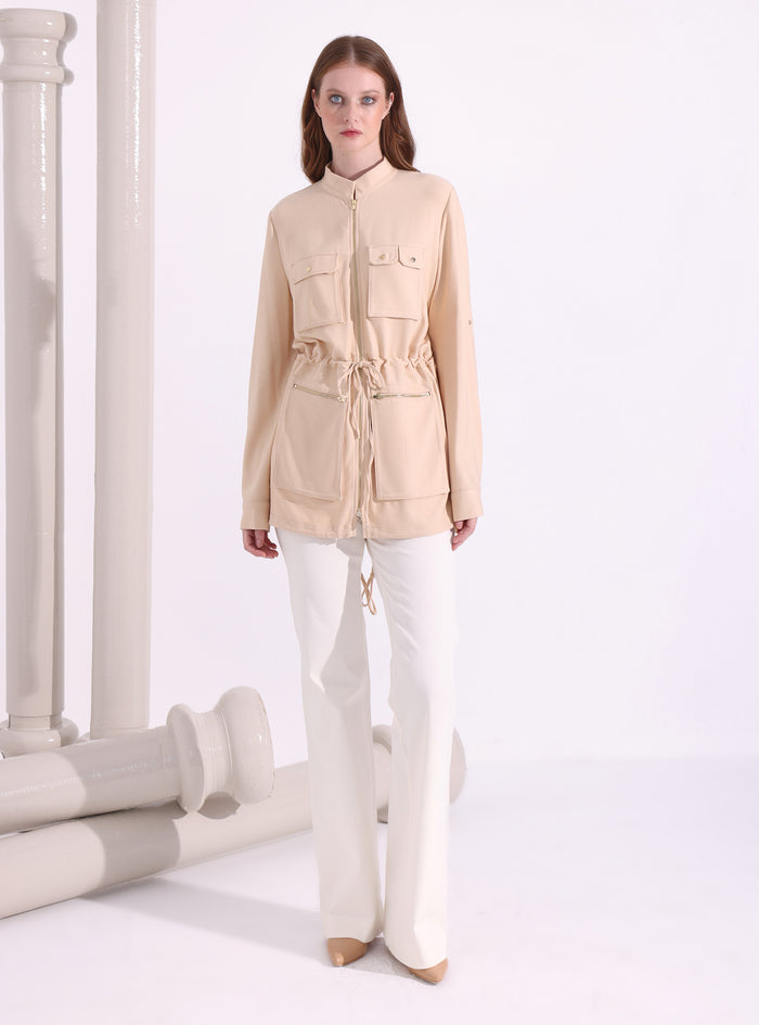 Beige Belted Jacket - Store WF