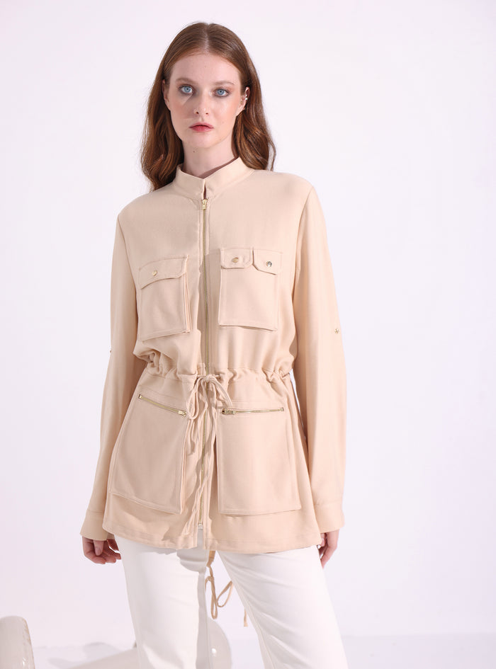 Beige Belted Jacket - Store WF
