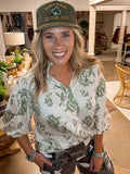 BIRDIE BUTTON DOWN BLOUSE, SAGE