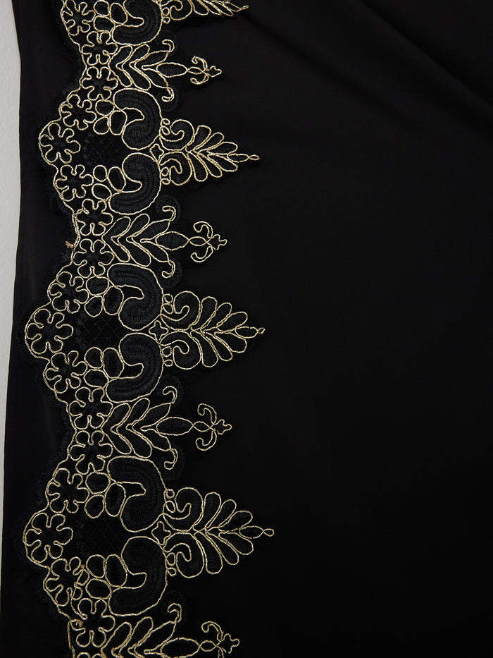 Black Gold Lace Detail Kaftan Dress - Store WF