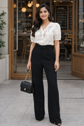Black Side Hook Trousers ( Jet Black )