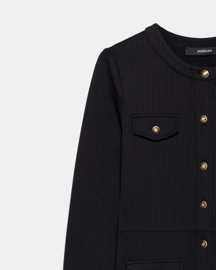 Black Signature Knit Dress with Gold Button - Store WF