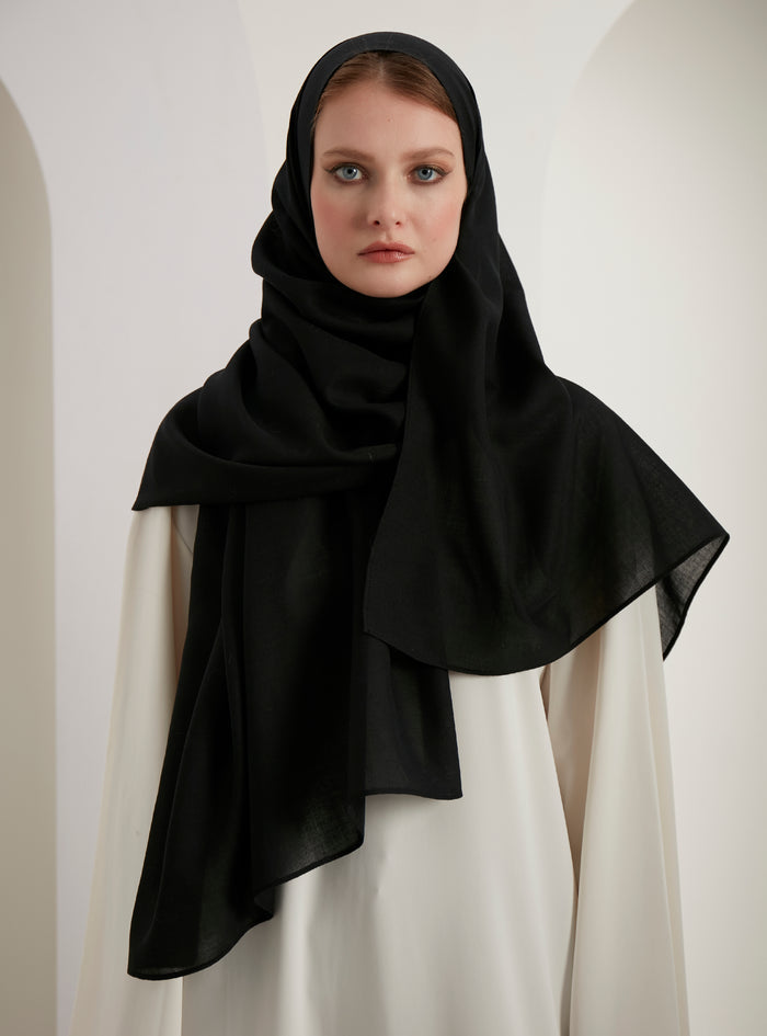 Black Wool Scarves Hijab - Store WF