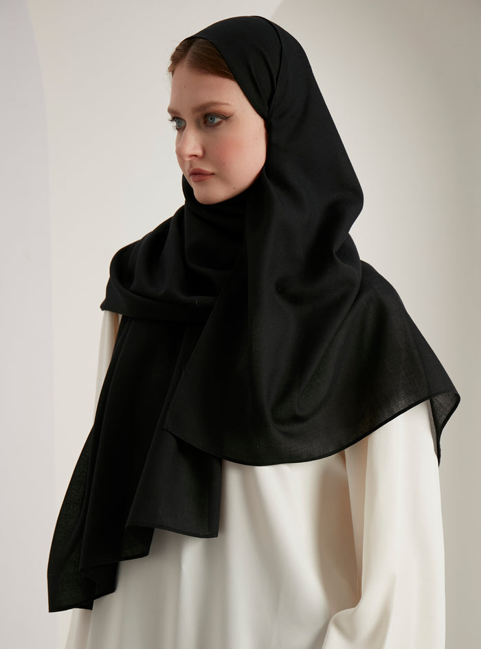 Black Wool Scarves Hijab - Store WF