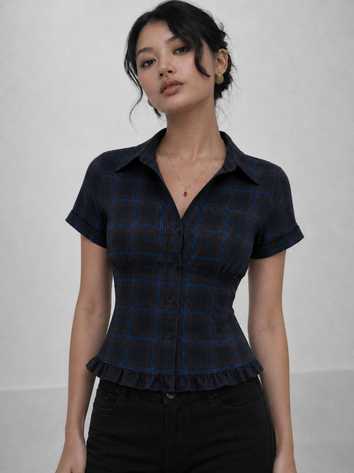 Blueberry ruffle shirt
