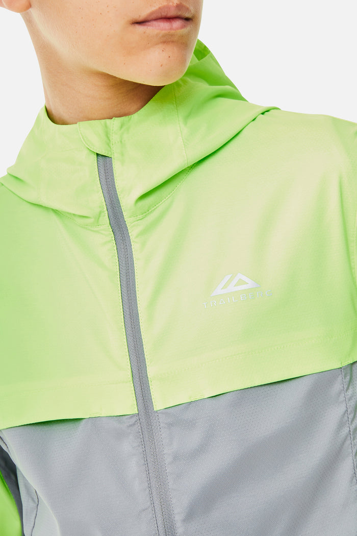 Boys Mentum Hood - Moon Grey/Neon Lime