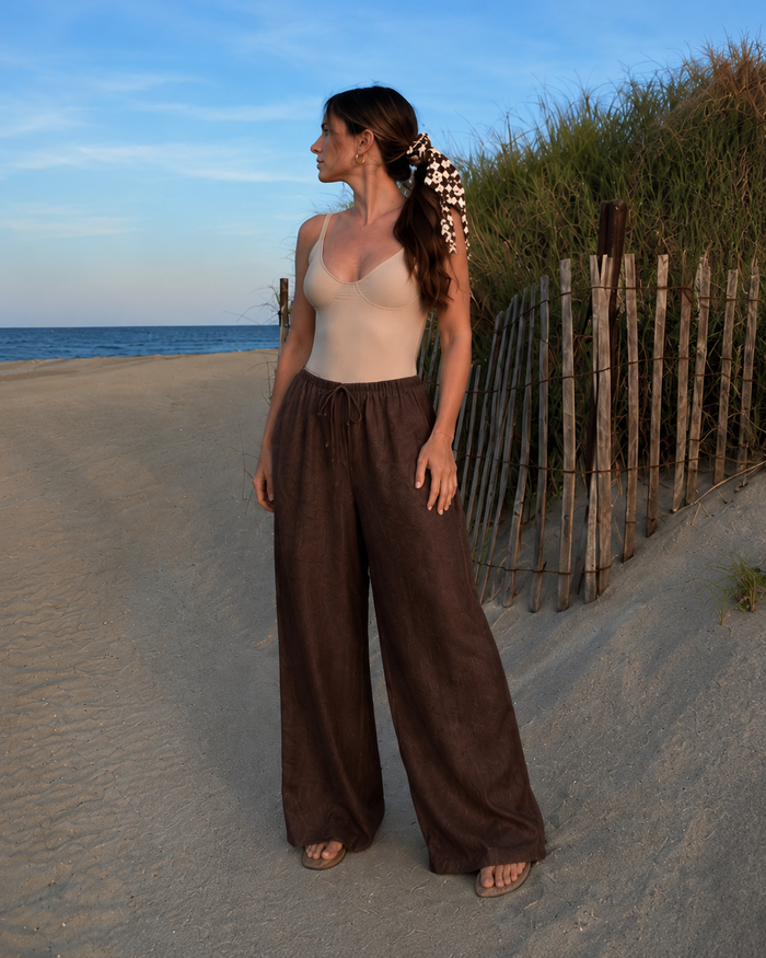 Brown Easy linen Pull On pants