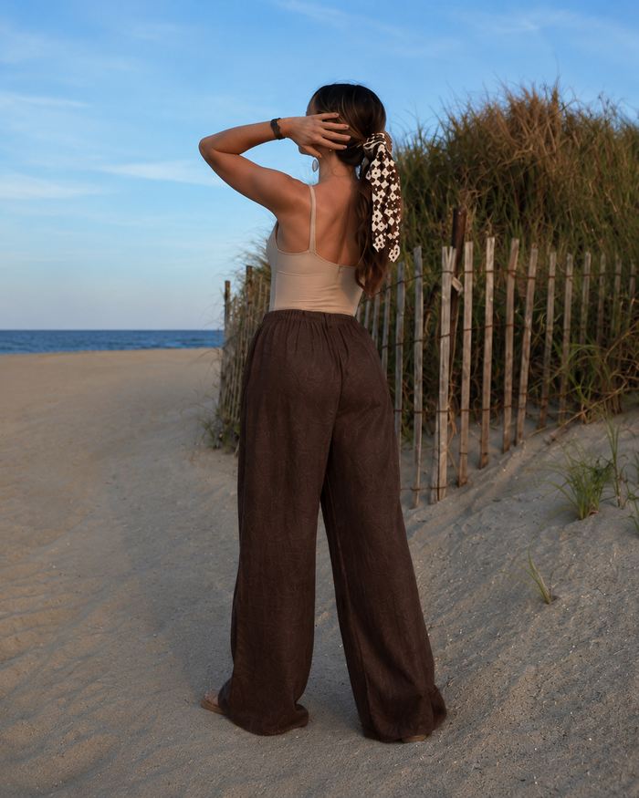 Brown Easy linen Pull On pants