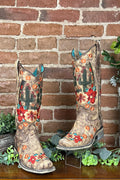 Cactus and Floral Embroidered Square Toe Boot by Corral Boots-Women's Boot-Corral Boots-Gallop 'n Glitz- Women's Western Wear Boutique, Located in Grants Pass, Oregon