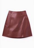 Cak09 Cami NYC Wine Leather Mini Skirt