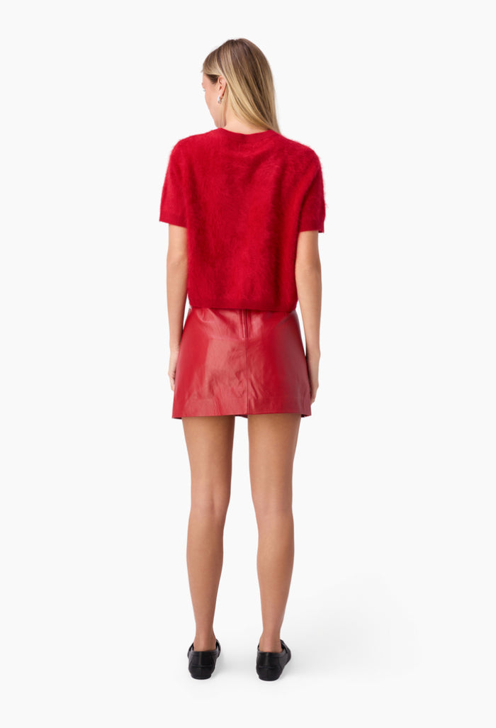Cak09 Cherry Leather Skirt