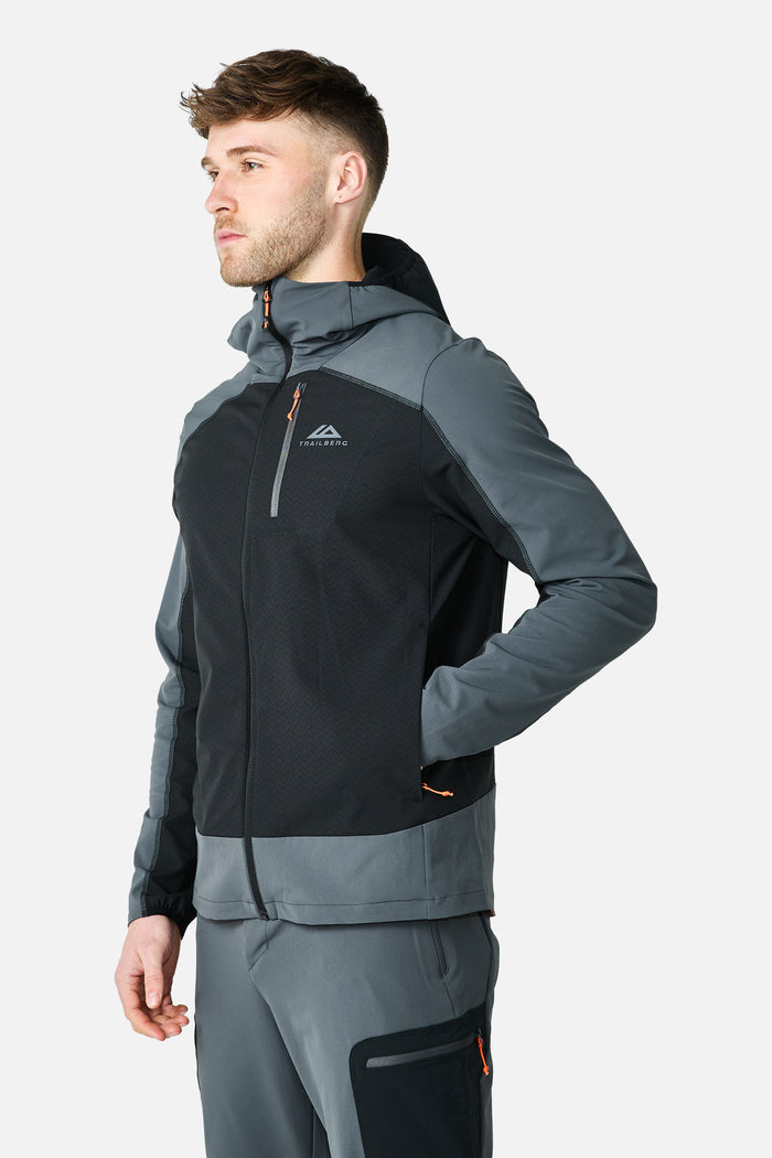 Caldera Grid Fleece Hood - Black/Volcano Grey