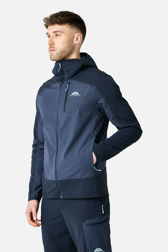 Caldera Grid Fleece Hood - Storm Blue/Deep Ocean