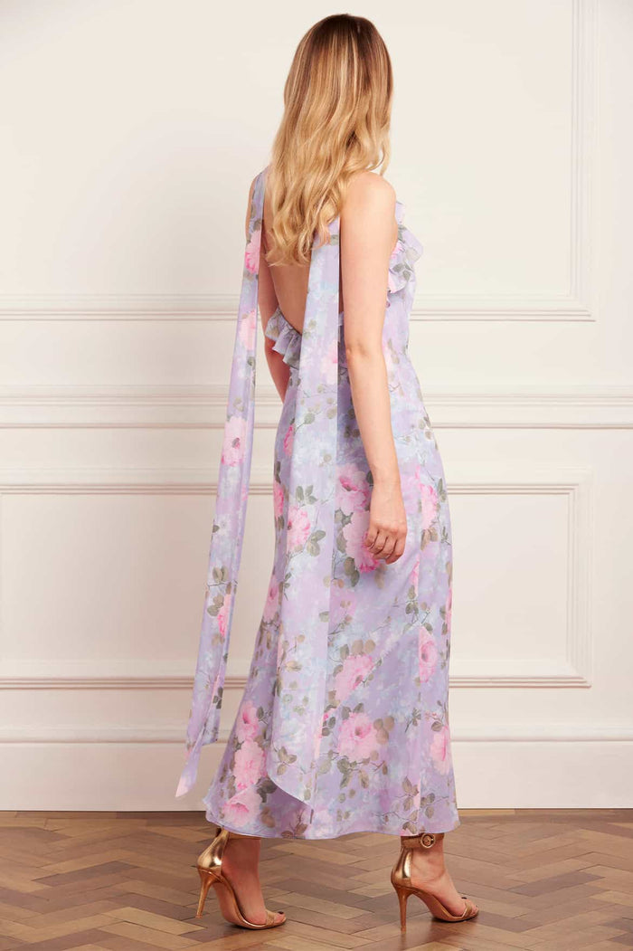 Camille's Garden Chiffon Halter-Neck Ankle Gown