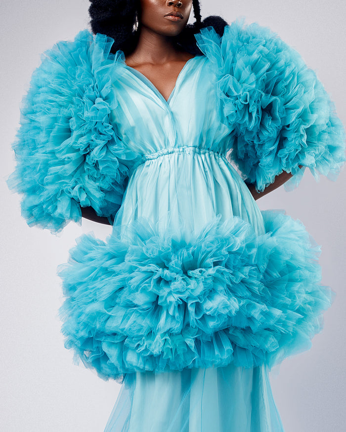 Celeste Dress - Elegant Sea Green Tulle Gown - Dimaz