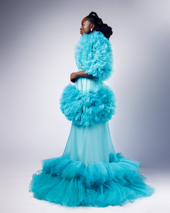 Celeste Dress - Elegant Sea Green Tulle Gown - Dimaz