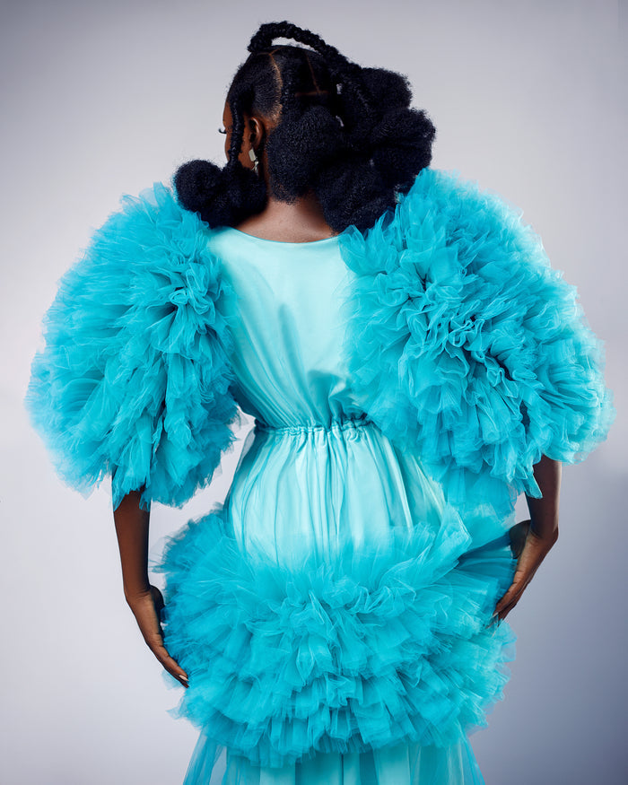 Celeste Dress - Elegant Sea Green Tulle Gown - Dimaz