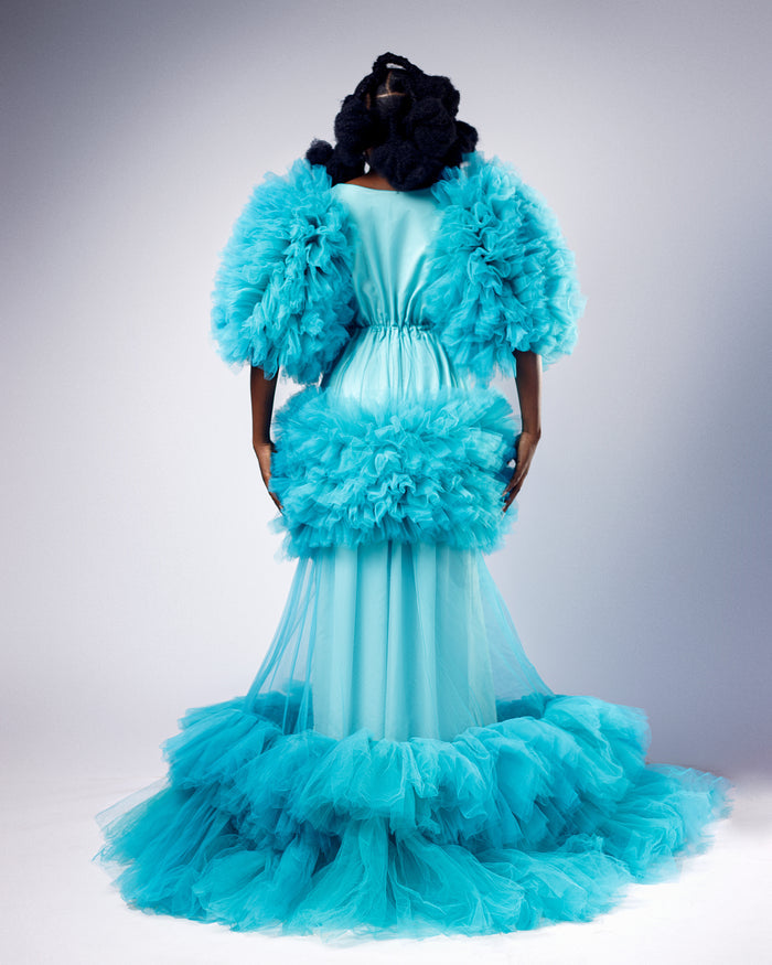 Celeste Dress - Elegant Sea Green Tulle Gown - Dimaz
