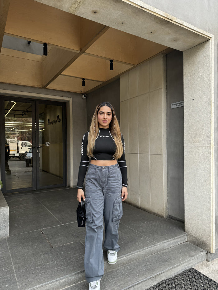 Charcoal Cargo Pants with Buckle