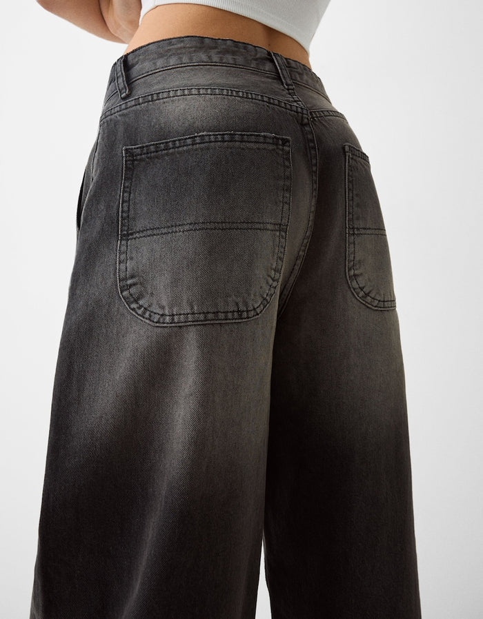 Charcoal Faded Baggy Jeans