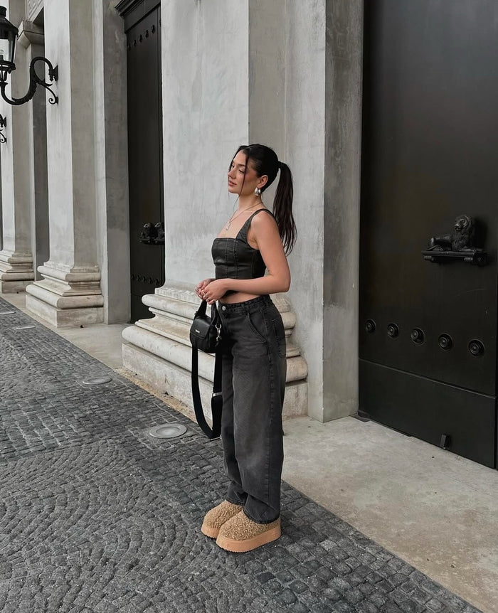 Charcoal Faded Baggy Jeans