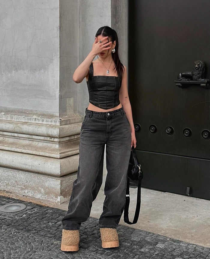 Charcoal Faded Baggy Jeans