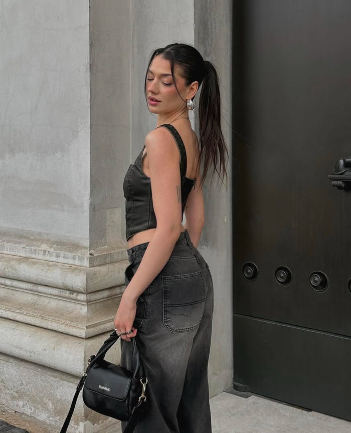 Charcoal Faded Baggy Jeans