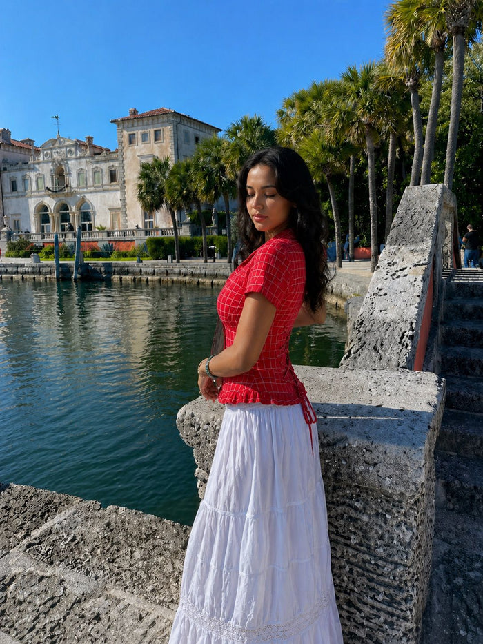 Cherry Red ruffle shirt