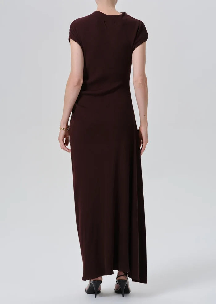 Ci3004 Asymmetric Midi Dress -  Wine