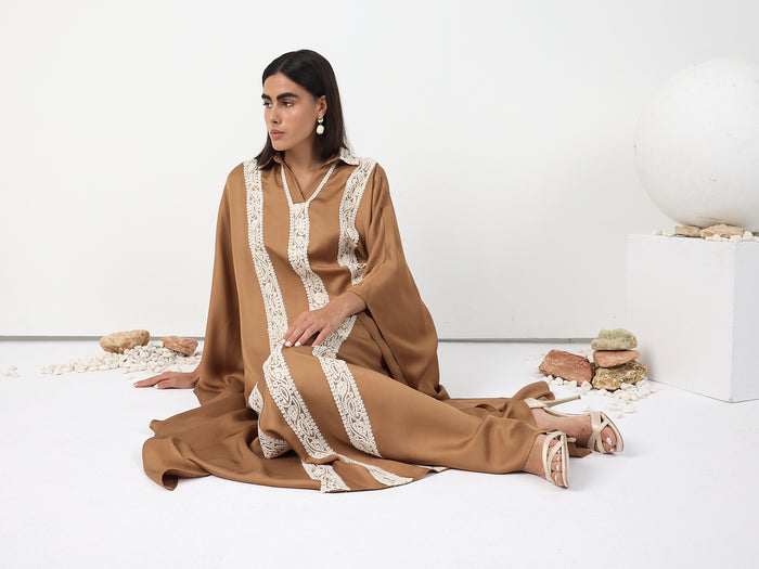 Cinnamon Lace Detail Kaftan Dress - Store WF