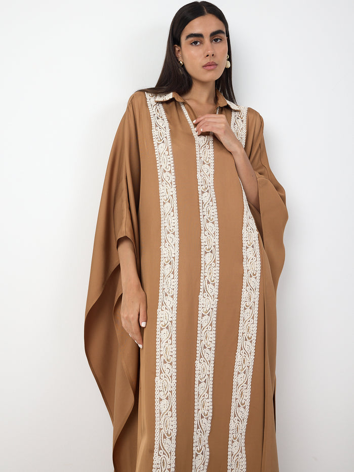 Cinnamon Lace Detail Kaftan Dress - Store WF