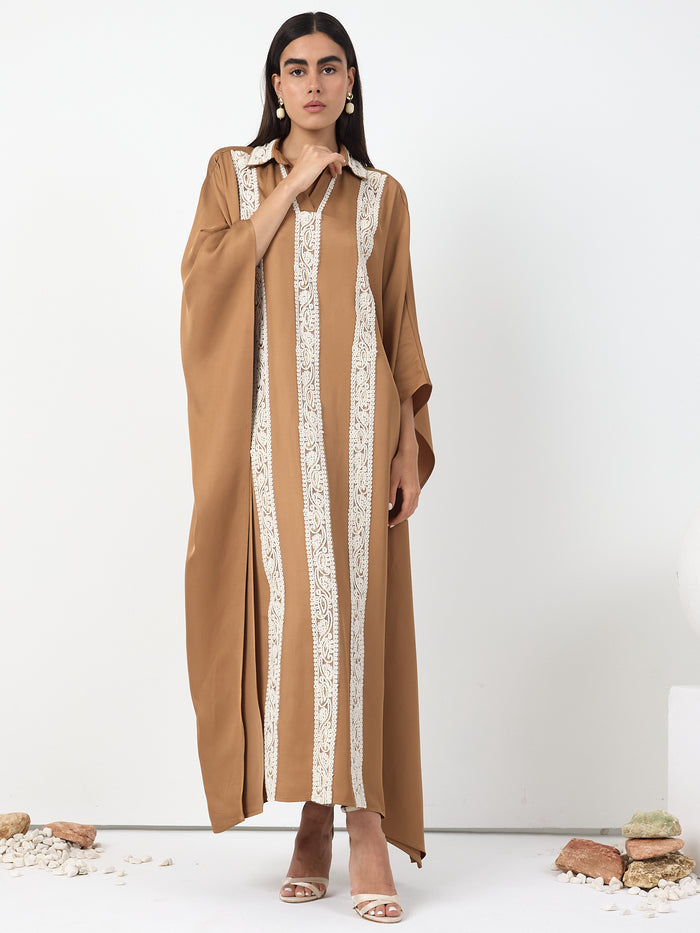 Cinnamon Lace Detail Kaftan Dress - Store WF
